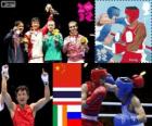 Podyum boks erkekler hafif sineksiklet - 49 kg Zou Shiming (Çin), Kaeo Pongprayoon (Tayland), Paddy Barnes (İrlanda) ve David Airapetian (Russia), Londra 2012